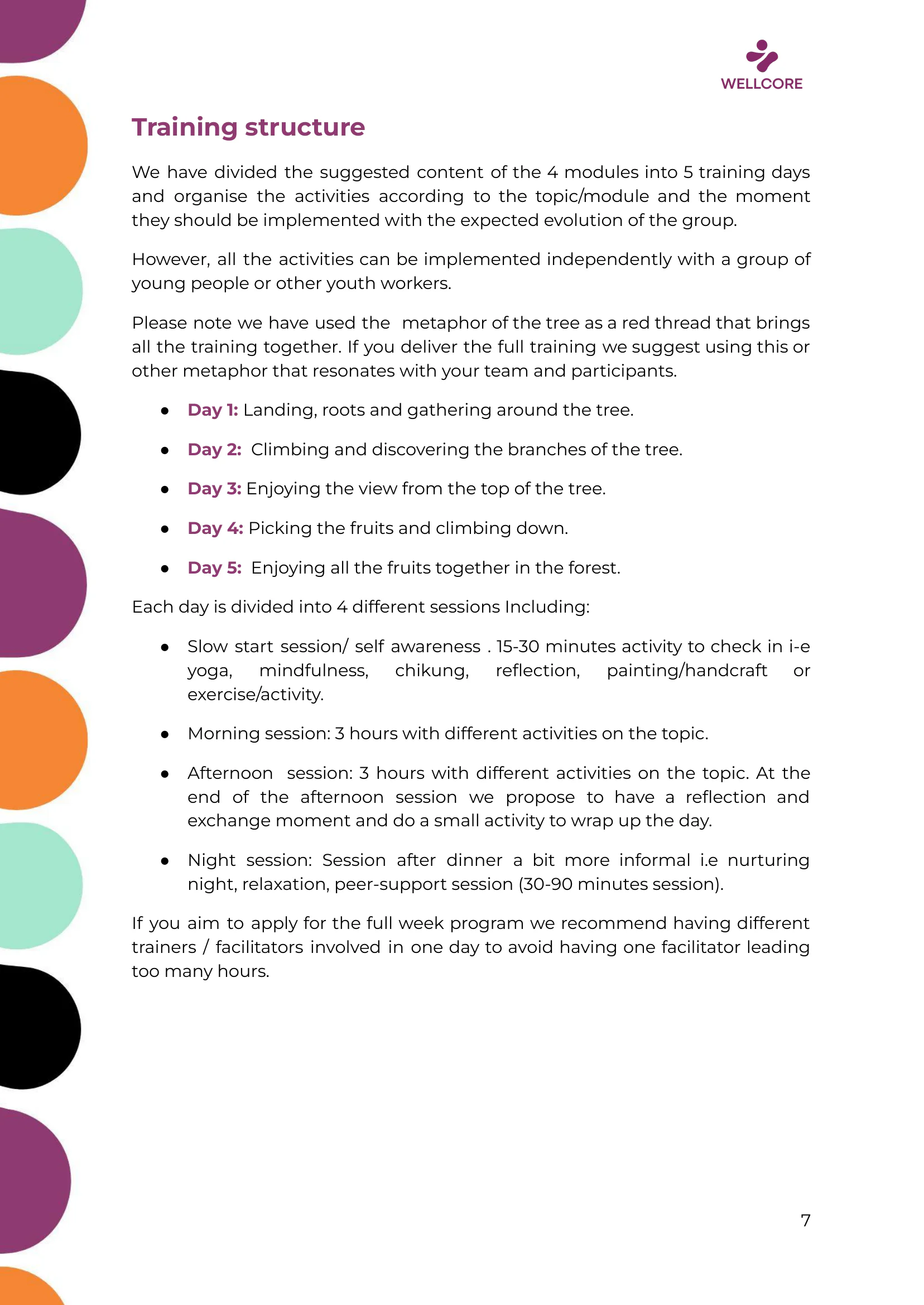 WELLCORE Training Programme, page 8 of 58