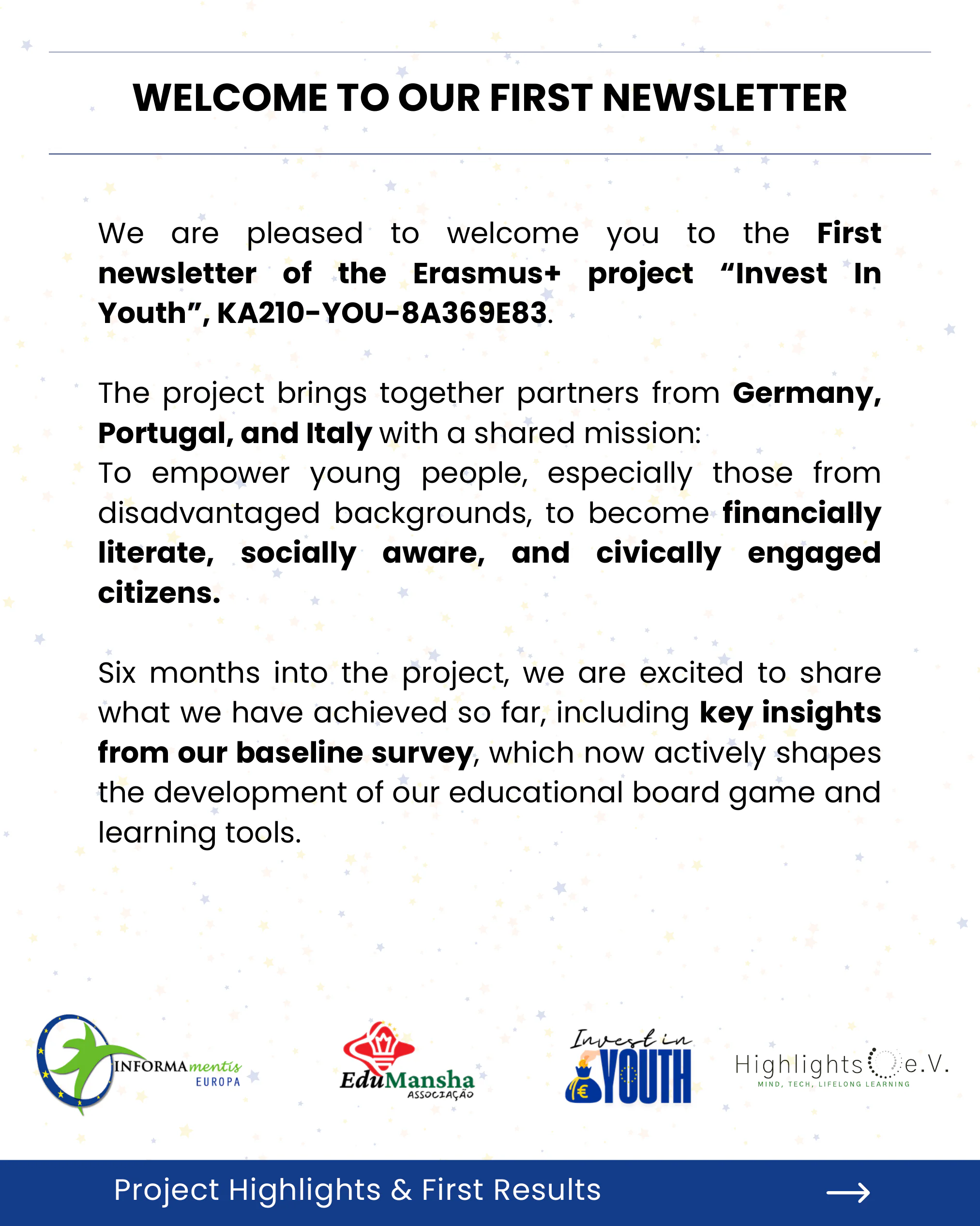 Highlights Newsletter (Newsletter #1 — Invest in Youth), page 2 of 11